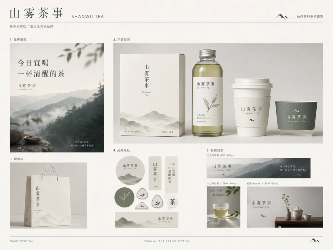 Complete brand material suite for Shanwu Tea