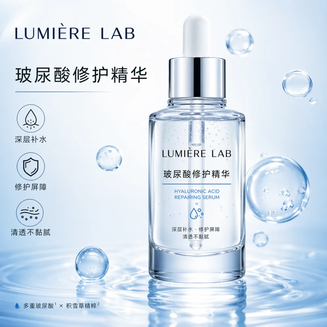 Tmall platform e-commerce main image for LUMIÈRE LAB hyaluronic acid repair serum