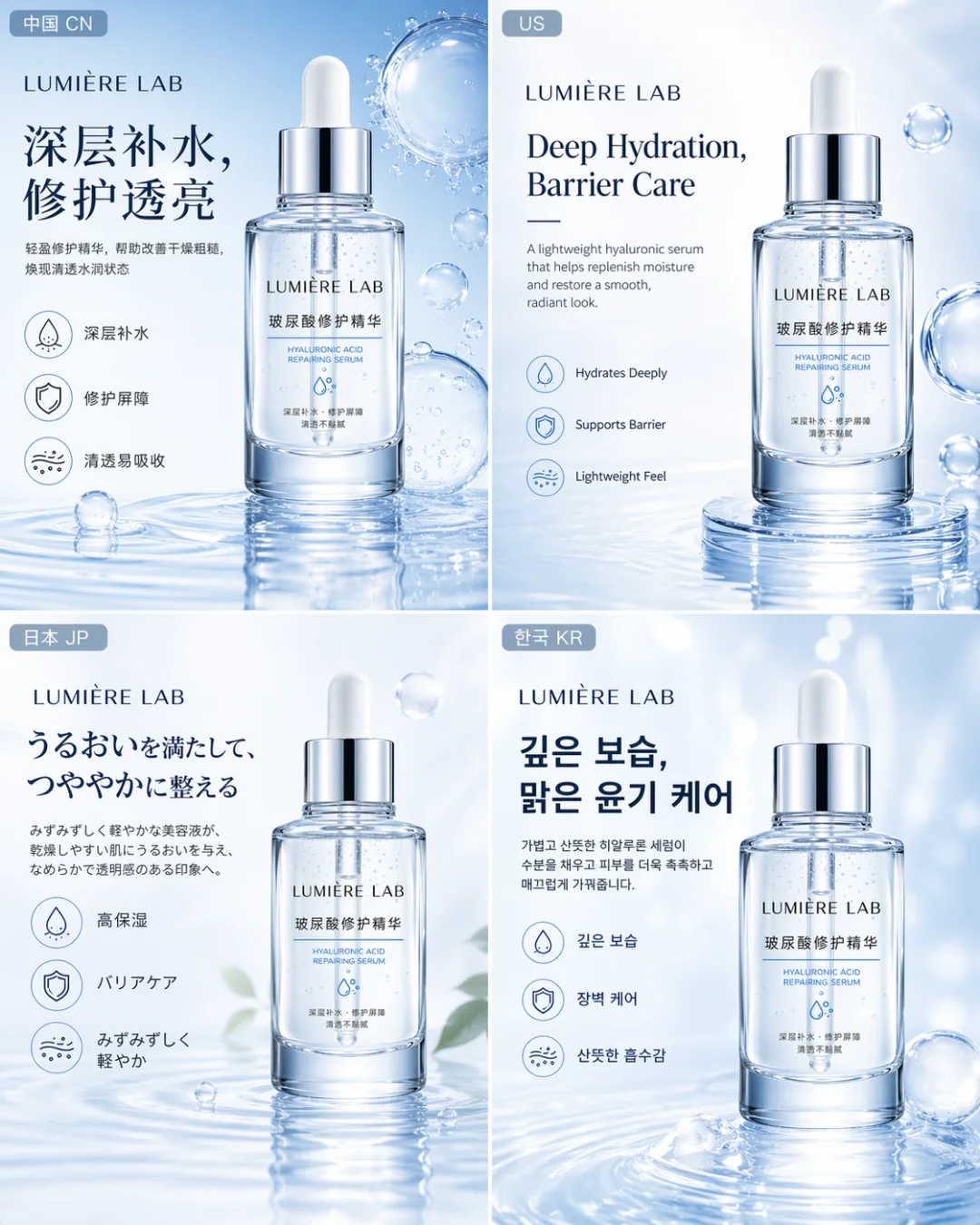 Multi-market e-commerce images for China, US, Japan, Korea markets
