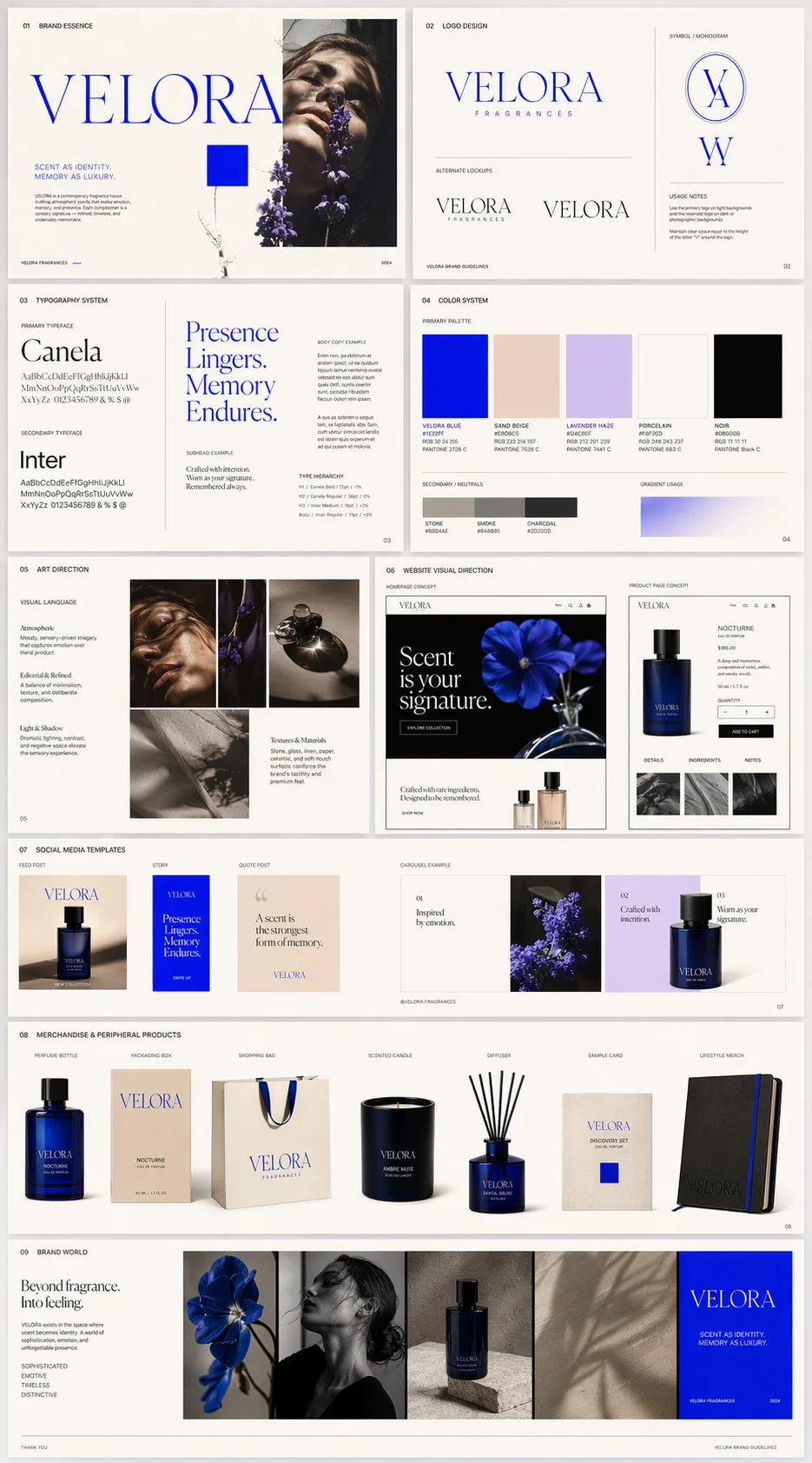 Brand full case for VELORA fragrance company based on mood board